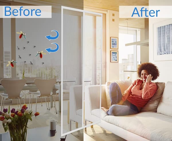 Magnetic Insect Screen for Double Doors, Keeps Flies and Insects Out, White, 1 Piece White White 110*210CM