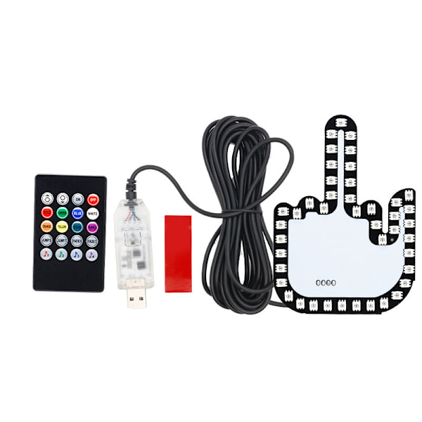Morsom Gestlys - Morsom LED-lys for bilskilt for bakrute med fjernkontrollfingerbil LED-lys Middle finger gesture