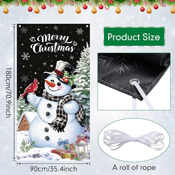 Jul Snögubbe Dörrömslag God Jul Dörrdekorationer Vinter Snögubbe Bakgrund Banner för Entré Veranda Jul