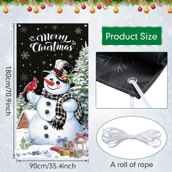 Jul Snögubbe Dörrskydd God Jul Dörrdekorationer Vinter Snögubbe Bakgrund Banner för Entré Veranda Jul