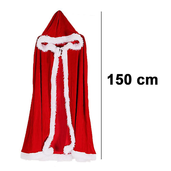 Jul-Halloween Kostymer Kapp Fru Claus Santa Jul Sammet Huvad Klädnad Robe