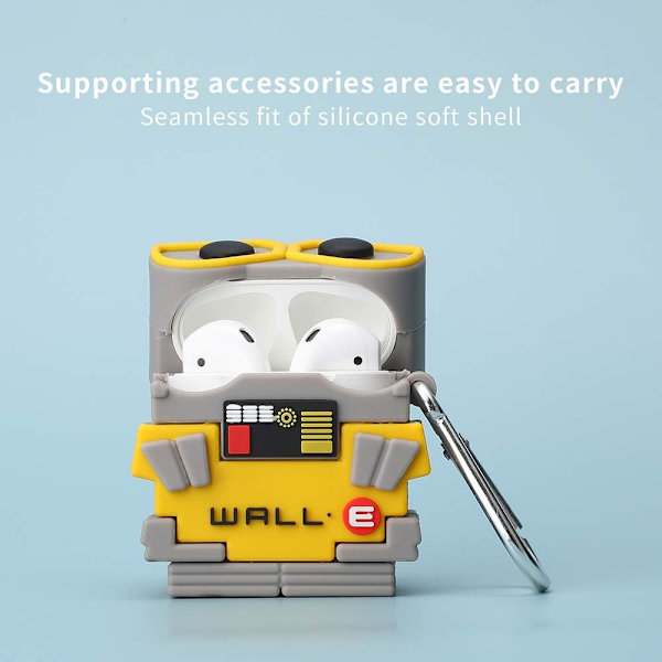 AirPod 2/1 -kotelo, 3D-suloinen piirretty Wall-E-kuorikuvaus tytöille, lapsille, teini-ikäisille AirPod (Wall-E)