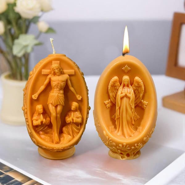 3D Jesusæg Silikoneforme Æg Lysforme Håndlavede Gipsforme Epoxyharpiksforme til Lysfremstilling