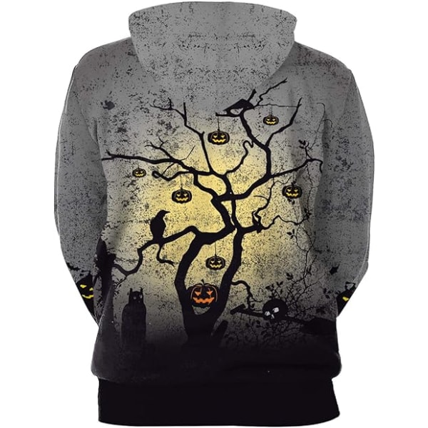 Herr långärmad huvtröja Halloween rolig besättning hals sweatshirt med känguruficka jul flerfärgad 3D-tryck tröja tröja (storlek: XXL) Style17 XXL