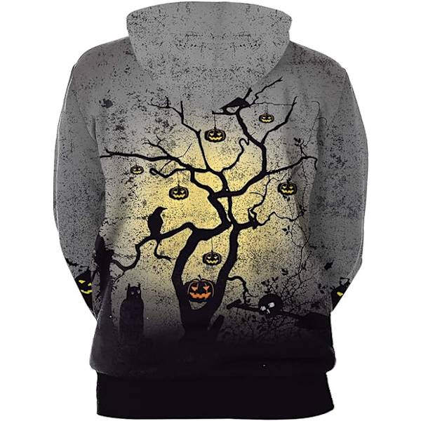 Herr långärmad huvtröja Halloween rolig besättning hals sweatshirt med känguruficka jul flerfärgad 3D-tryck tröja tröja（Storlek：M） Style17 M