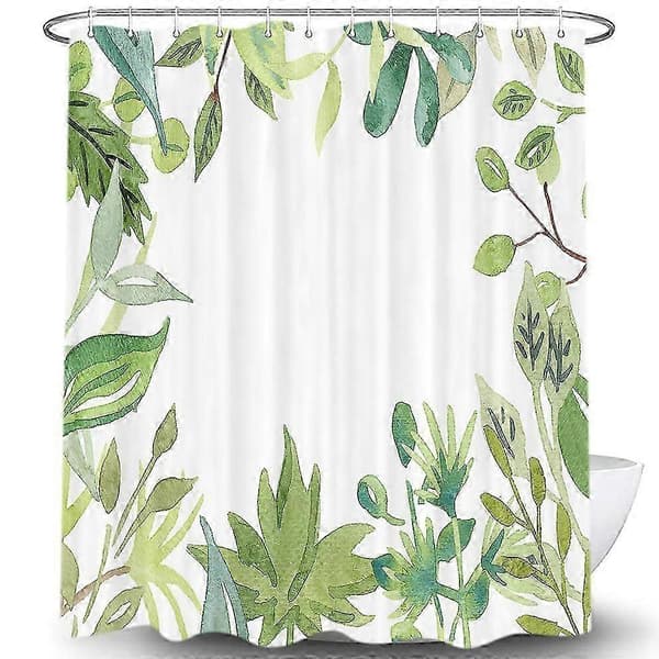 Vaskbart badeforhæng med 12 plastkroge - 180 x 200 cm (Stil 29)