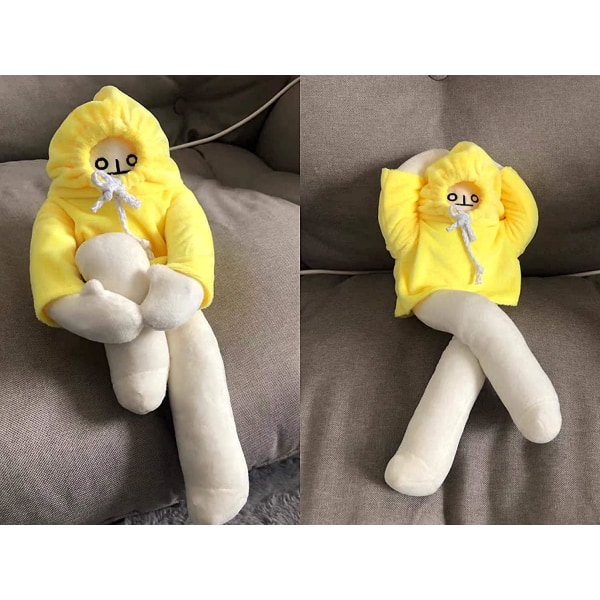 Plys bananmand legetøj, 16 tommer mærkelig bananmand dukke med magnet, sjov poseable dekompression legetøj udstoppede dyr dukke gaver (gul)