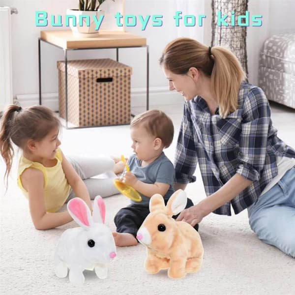Interactive Educational Stuffed Animal Rabbit, Hopping, Walking, and Talking Toy White