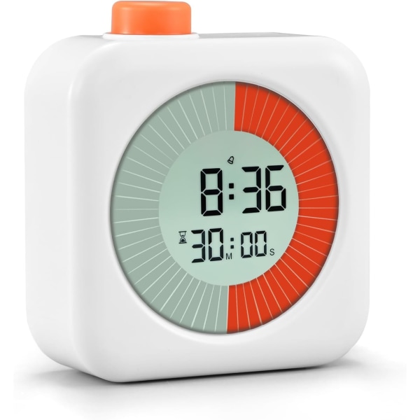 Digital visuell timer, barnens tidstimer med nedräkning, larm, klocka, 60 minuters stoppur, kökstimer för matlagning, barn och vuxna - vit