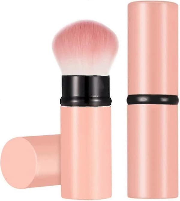 2-pakning uttrekkbar sminkekost Teleskopisk ansiktskost Uttrekkbar ansiktskabuki Pink
