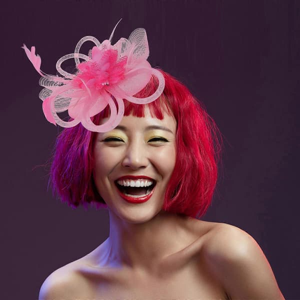 Teparty Fascinator Hat til kvinder Pink Hårtilbehør