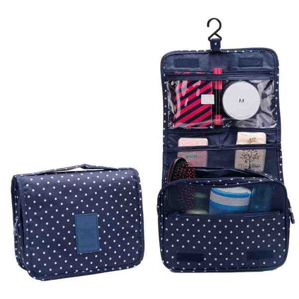 Hengende Toalettmappe / Reiseveske - Blå Polka Dot Blå blue
