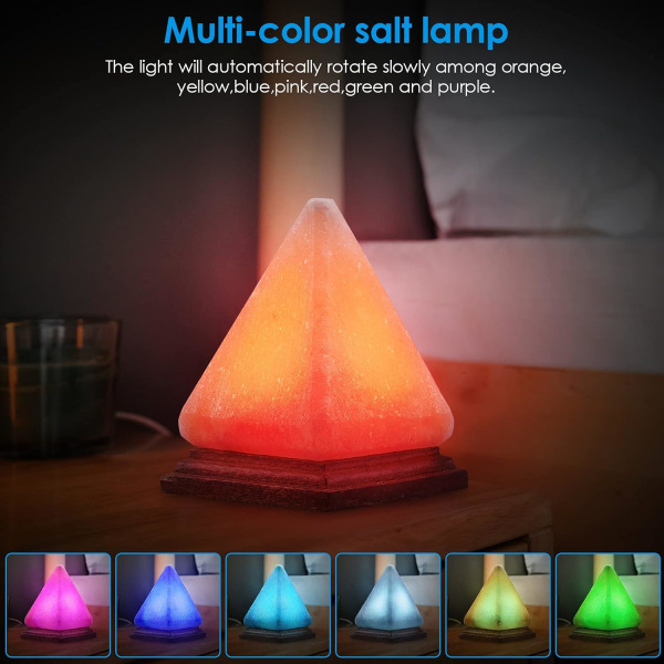 Nyaste versionen Pyramid Salt Lamp, 8 Colors Changing Himalaya Salt Lamp Crystal Rock Lamp, USB Salt Lamp, Vardagsrum, Office Home Deco Yoga Gift