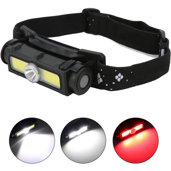 Hodelykt 7 Lysmoduser Oppladbar Vanntett Justerbar Lampe for Utendørs Fiske Camping Fotturer Løping Lysstang Hodelykt LED Lommelykt