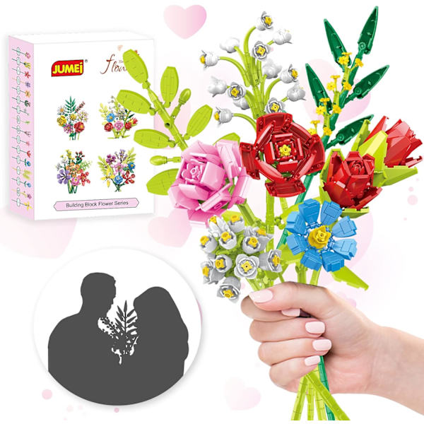 Blomsterbuket Byggesæt, 683PCS Blomster Byggeklodser, Kunstige Blomster Botanisk Samling Byggeklods Legetøj