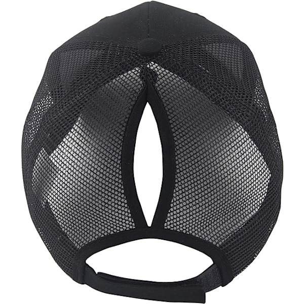 Damkeps med hästsvanshål för kvinnor, justerbar enfärgad Trucker Dad Hat