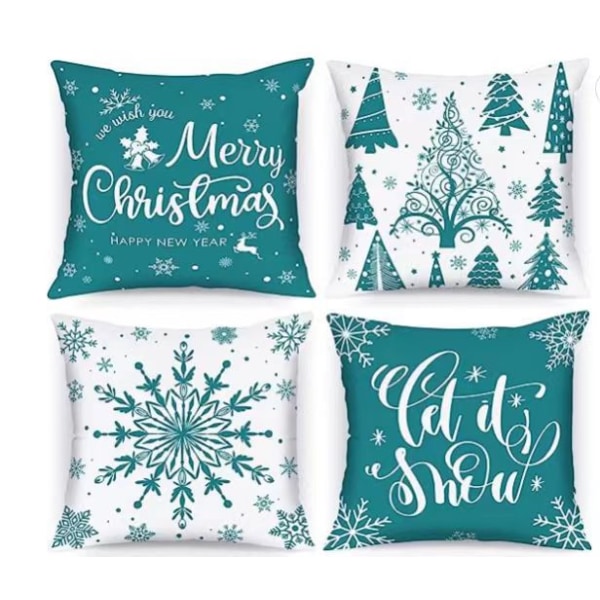 Chritsmas Throw Pillow Covers 18 x 18 Inches Set of 4 Winter Decor Pillow Case Farmhouse Snowman Santa Pillowcase Merry Christmas