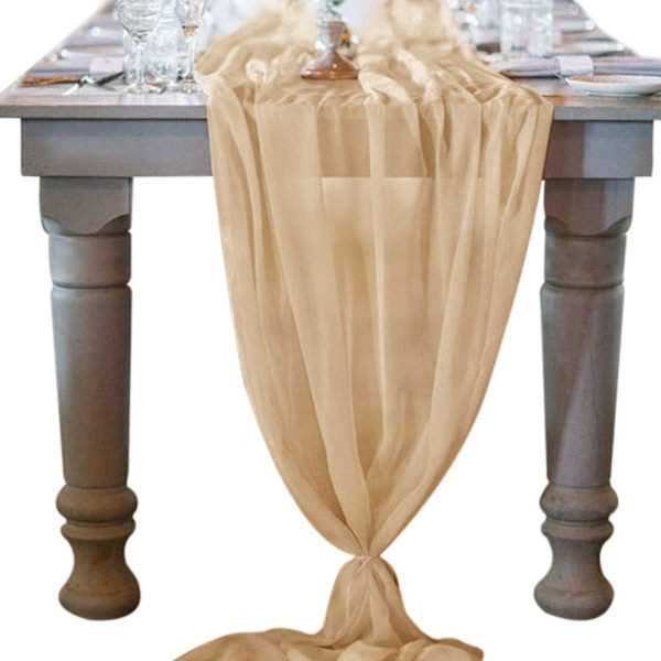 10ft Terrakotta Chiffon Bordløber 29x120 Tommer Bryllupsløber Gennemsigtig Thanksgiving Jul Brudebruser Dekorationer