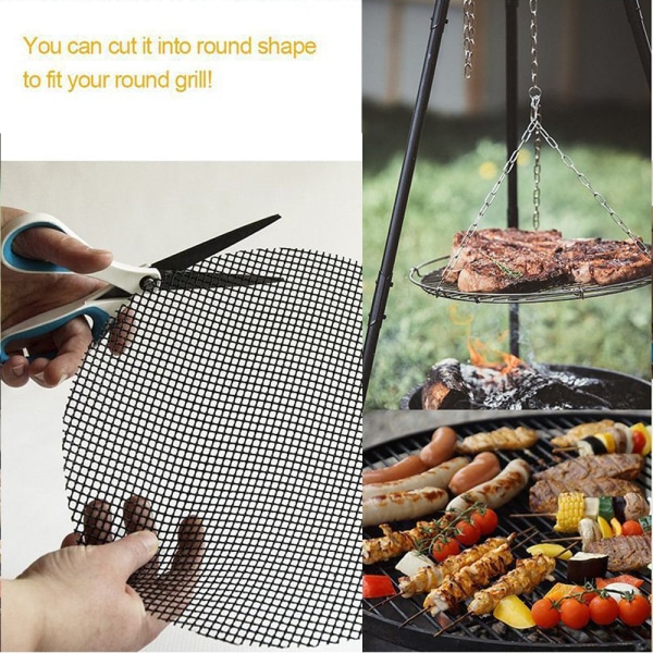 3 st BBQ Grill Mesh Mat Non Stick Grillplåt Liners Grillmattor Nonstick Fisk Grönsaker Rökning Tillbehör Gas-Grå