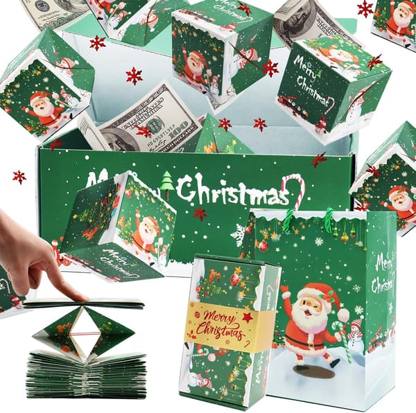 Surprise Gift Box Explosion för pengar Unik vikbar studsande röd kuvertpresentförpackning med konfetti Kontantexplosion Lyx för f