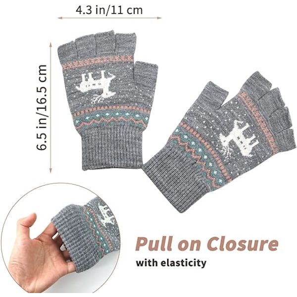 Unisex Vinter Halvfinger Hansker Varme Vinter Fingerløse Touchscreen Hansker Stretchy Strikket Skrivehansker