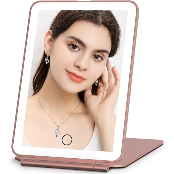 Travel Mirror for Makeup, Portable Mirror with Lighting, Dimmable Touch Screen