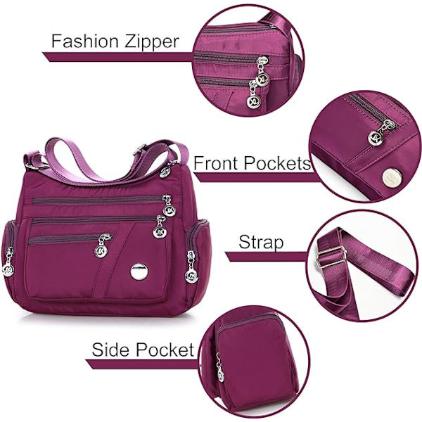 Crossbody tasker til kvinder - Casual håndtasker og skuldertasker - Nylon tote taske - Letvægts vandtæt messenger taske - Anti-tyveri taske