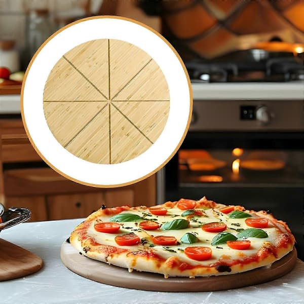 Pizzaleikkuulauta Bambu Pizzatarjotin Ruoanvalmistusalusta Juustotarjotin 26-27 8 grids 33cm