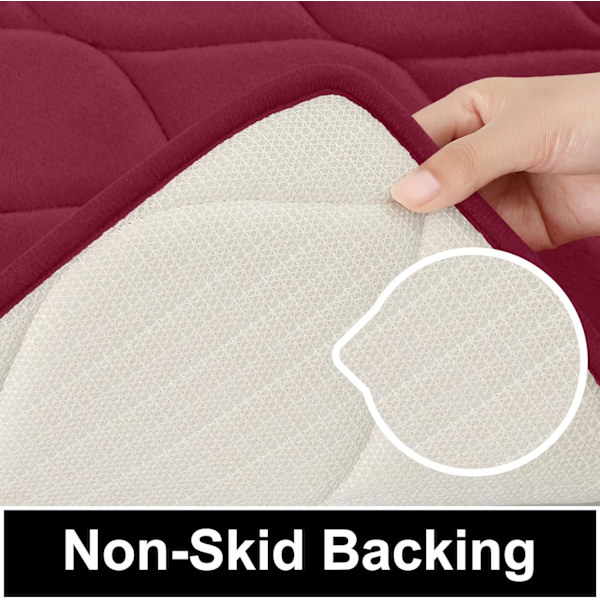 Memory Foam Bademåtter, Ultra Blød & Skridsikker Bademåtte, Vandabsorberende og Maskinvaskbar Badetæppe til Brusebad Badeværelsesgulv, 24''x16''