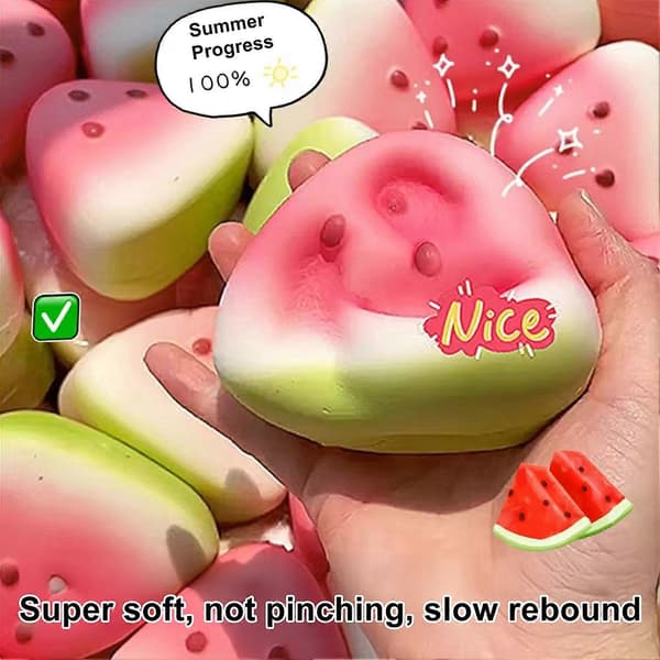 5 stk. vandmelon stressaflastningslegetøj blød TPR klemme fidget bold bærbart skrivebordslegetøj