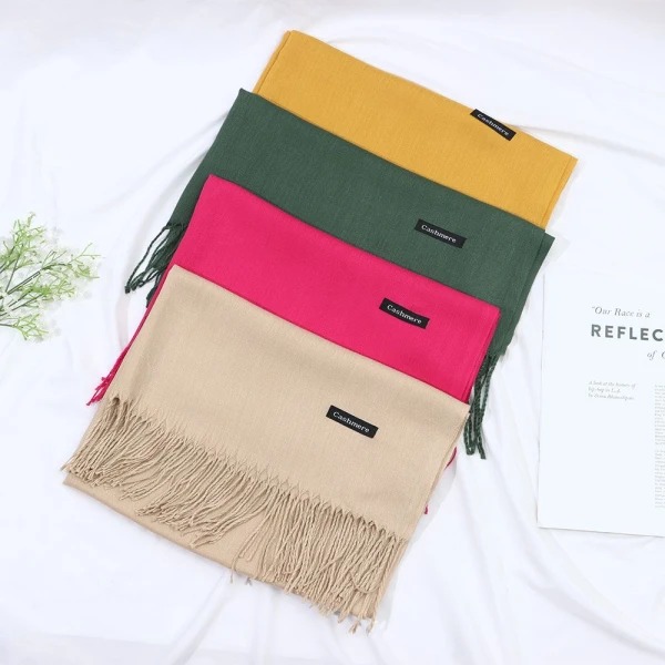 Cashmere Sjal Uld Shawl Ensfarvet Faux Cashmere Varmt Sjal Marineblå Tassel Sjal Til Kvinder Til Kvinder Purple 70*200cm