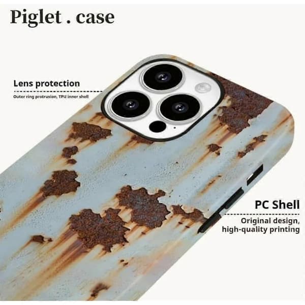 Vintage Rust-look Telefoncover, Rusten Imitationscover til iPhone 16/15/14 (Blank finish apple14plus)