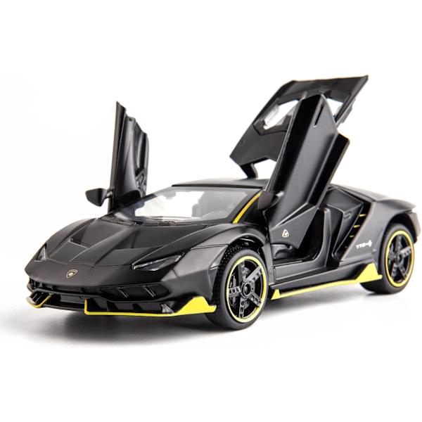 Kompatibel med 1/32 Lamborghini LP770 modellbil, zinklegering dra tillbaka leksaksbil med ljud och ljus för barn pojke flicka svart