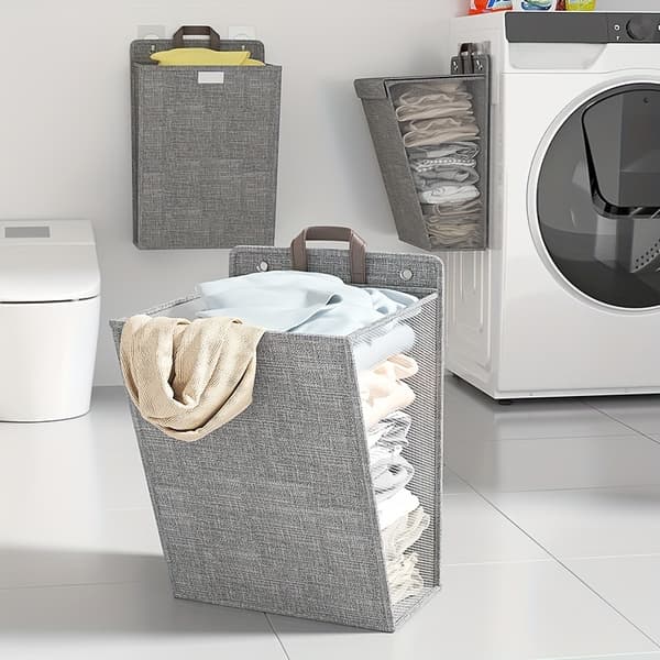 Vägghängd förvaringskorg för kläder/smutstvättkorg 58x41x15 cm grey