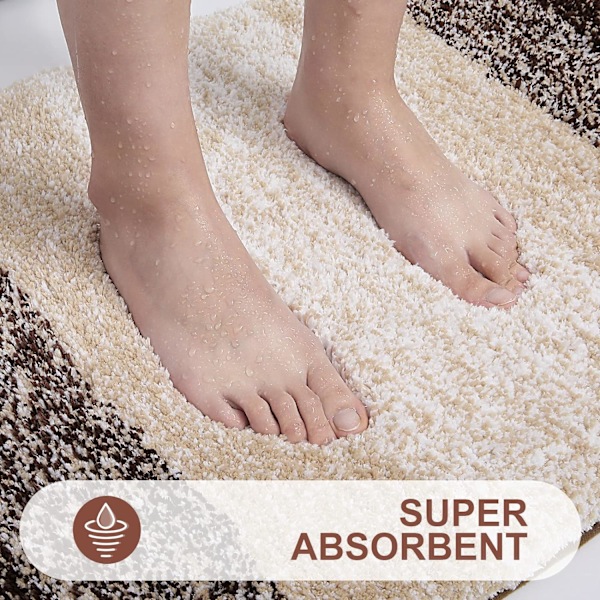 Luksuriøs Badeværelsesmåtte 20x30, Ekstra Blød og Absorberende Mikrofiber Bademåtte, Skridsikker Plysset Shaggy Badetæppe