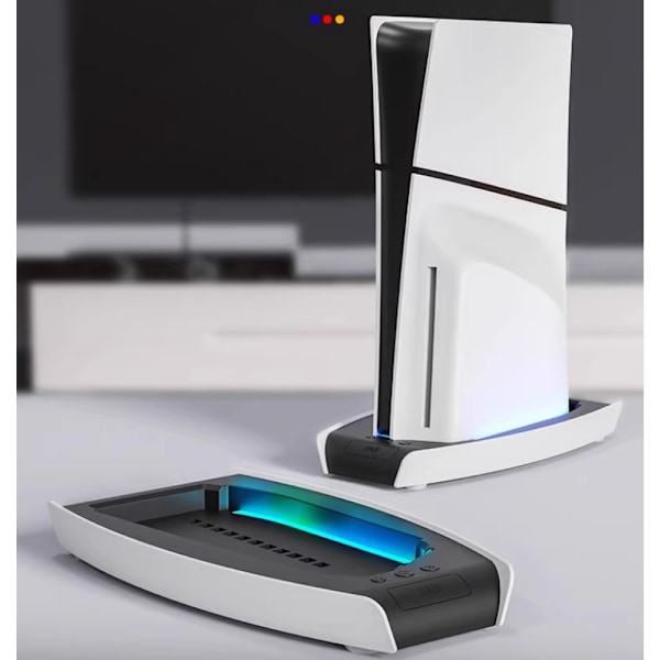 PS5 SLIM kjølebase kjølevifte PS5 SLIM vert base kjøleribbe brakett tilbehør (7 lysfarger)
