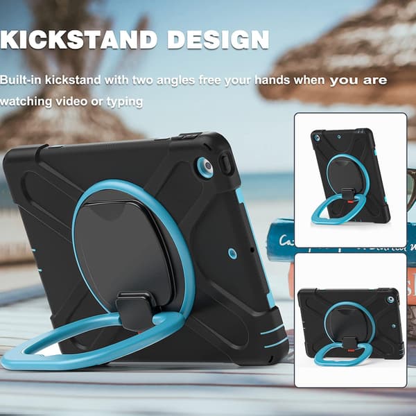 iPad 9th/8th/7th Generation Case, iPad 10.2 Case 2021/2020/2019 with Pencil Holder, Stand, Handle and Shoulder Strap Zenrich Heavy Duty