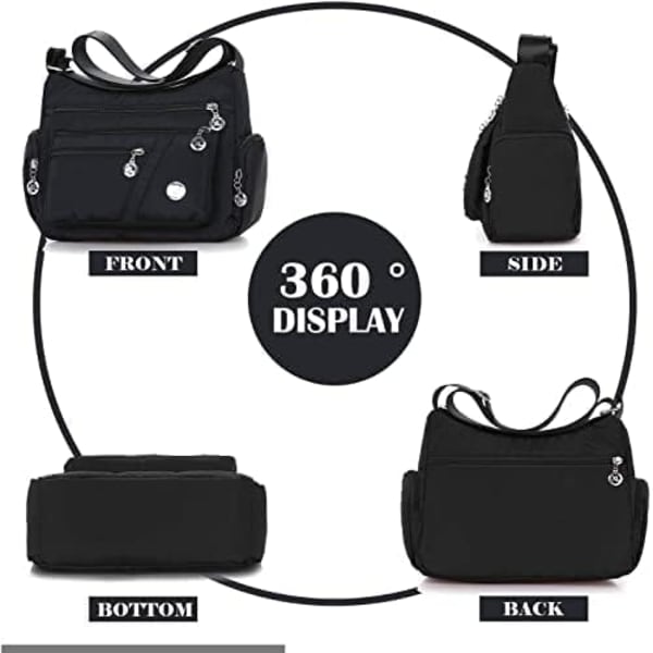 Crossbody-väskor för kvinnor, casual handväskor och axelväskor, nylon tote-väska, lätt, vattentät budväska, stöldskyddsväska