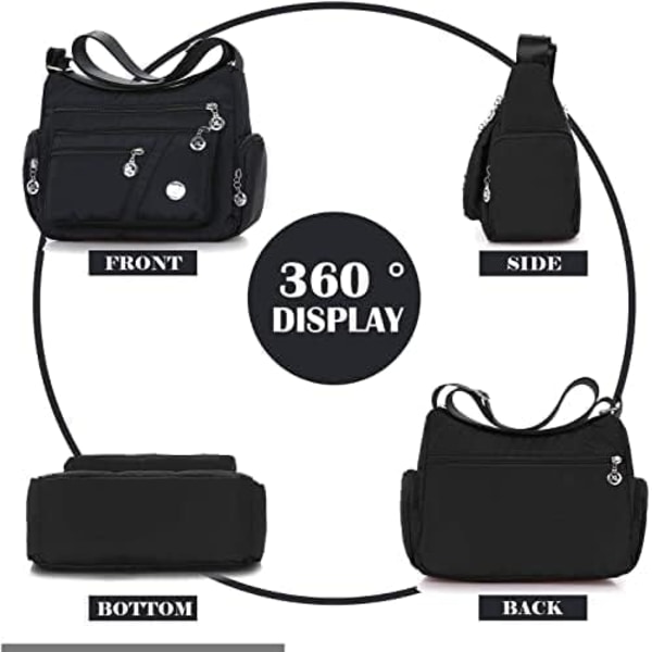 Naisten crossbody-laukut, rennot käsilaukut ja olkalaukut, nailonista valmistettu kevyt, vedenpitävä laukku, olkalaukku, varkaudenestolaukku