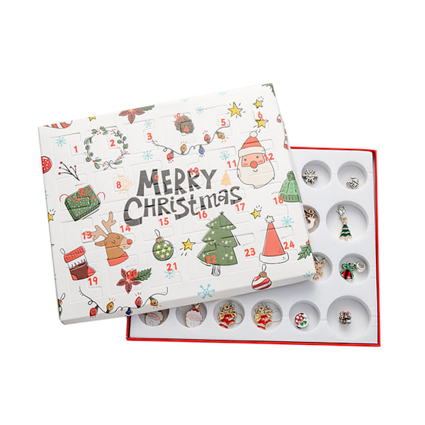 Jul 2024 Prydnader Adventskalender - Kreativa Barn Armband Prydnader 24 Fack Kalender Juldag Överraskning Blind Box Set Gold