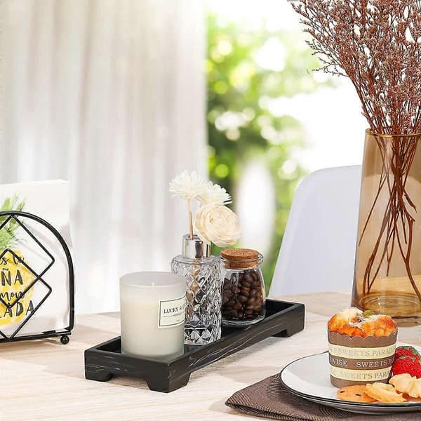 Silicone Corner Storage Tray for Bathroom, 25.5x10.5x2.5 Marble Patterned Toiletries Holder