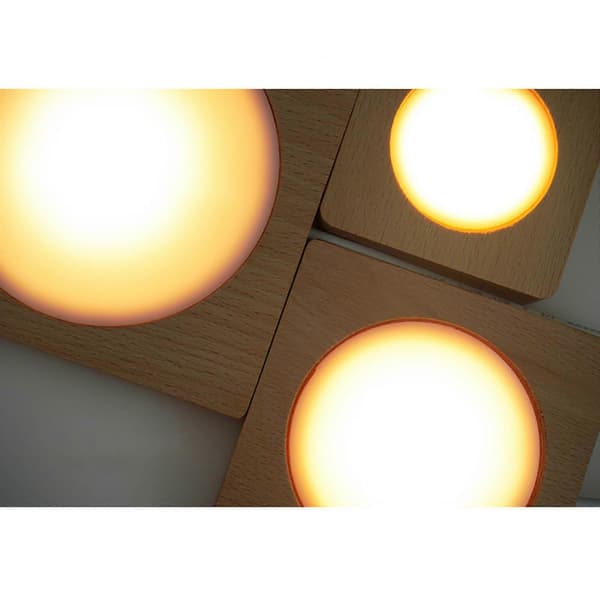 Uppgraderad LED-ljusdisplaybas USB Trä LED-ljusbas lämplig för harts konstprydnad kristallglas displayställ M
