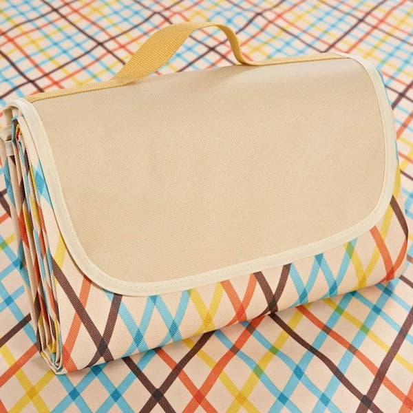 Picnic Blanket Extra Large 203x152 cm Waterproof Foldable Beach Picnic Blanket (Khaki Argyle)