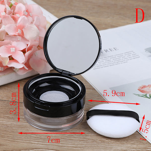 7 Stil Tom kosmetisk Sifter Lös Burk Container Puff Box Mirr D