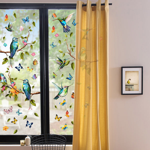 e Fågel och fjäril glasdörr fönster väggdekaler för barn 27*54CM*2PCS