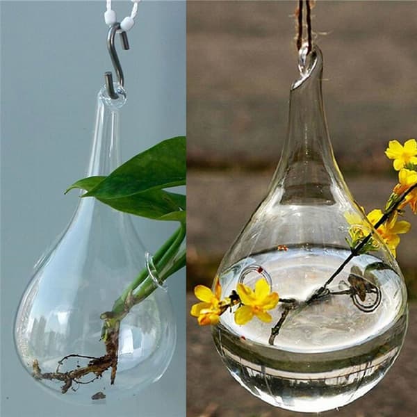 Glas hängande vas Flower er Container Kruka Bröllopsdekor Te Li Clear