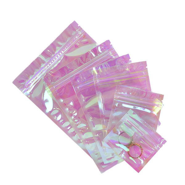 100st iriserande zip lock Kosmetisk plast holografisk Z 5.12"*3.45"
