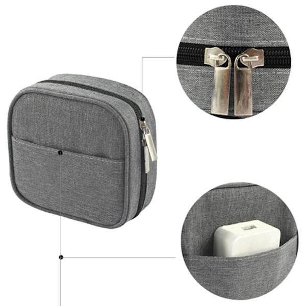 Mini fyrkantig förvaringsväska Adapter Power Hörlurar Mous Gray