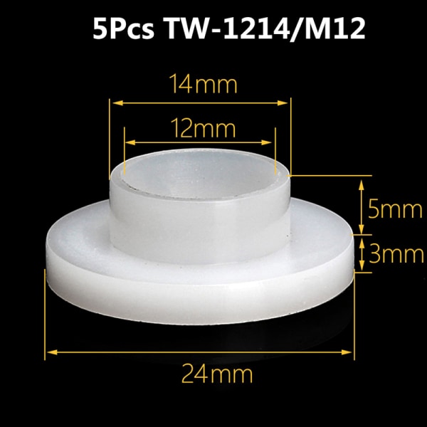 5/10/20/50/100st M3 M4 M5 M6 M8 M10 M12 M14 M16 Skruv Nylon Tr White 5Pcs TW-1214/M12