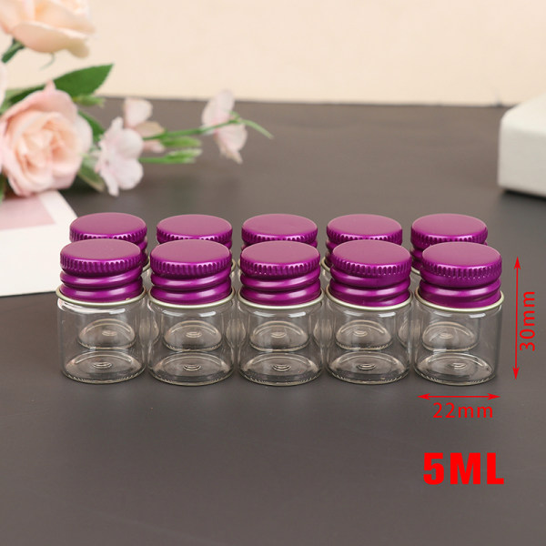 10 st 5/7/10/14/18/20/26ml små glasburkflaskor med aluminium 22*30mm,5ML